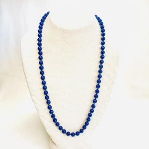 💎Napier Necklace Cobalt Blue Knoted Beads With Fishhook Filagree Clasp